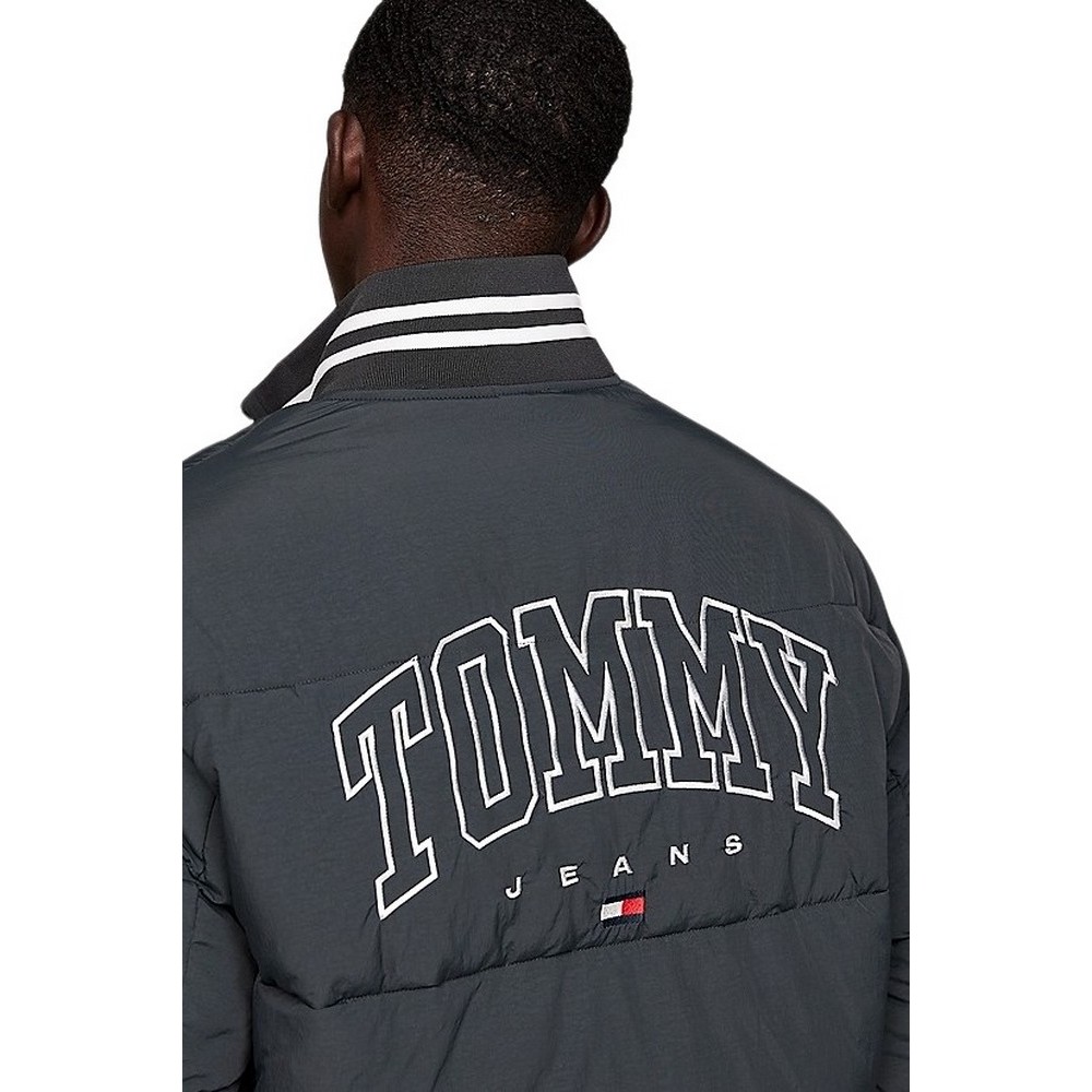 TOMMY HILFIGER TJM VARSITY TRANSITIONAL PUFFER ΜΠΟΥΦΑΝ ΑΝΔΡΙΚΟ NEW CHARCOAL