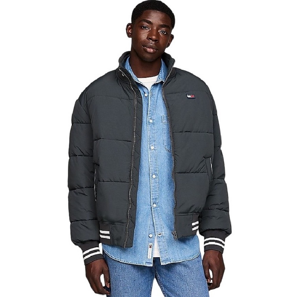 TOMMY HILFIGER TJM VARSITY TRANSITIONAL PUFFER ΜΠΟΥΦΑΝ ΑΝΔΡΙΚΟ NEW CHARCOAL