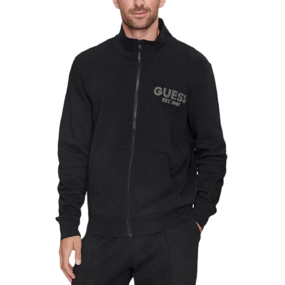 GUESS AL HIGH NECK FULLZIP SWEATSH ΦΟΥΤΕΡ ZAKETA ΑΝΔΡΙΚΗ BLACK