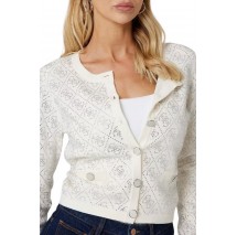 GUESS PAIGE 4G STONES LS CARDI SWTR ΖΑΚΕΤΑ ΓΥΝΑΙΚΕΙΑ WHITE