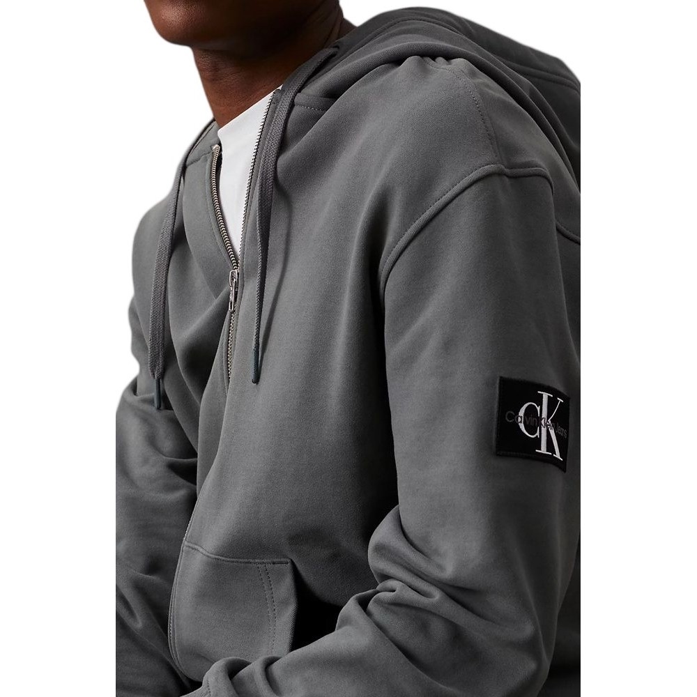 CALVIN KLEIN JEANS BADGE ZIP THROUGH HOODIE ΖΑΚΕΤΑ ΑΝΔΡΙΚΗ ENDLESS GREY