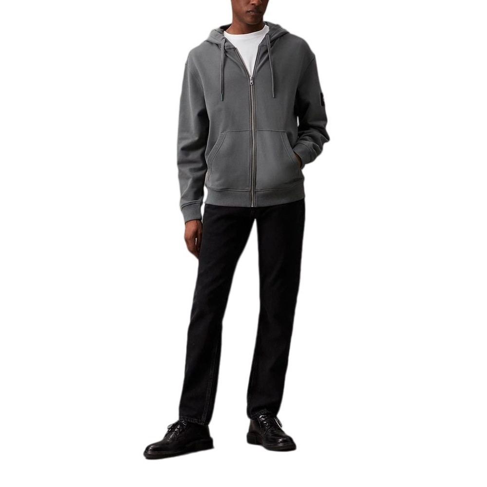 CALVIN KLEIN JEANS BADGE ZIP THROUGH HOODIE ΖΑΚΕΤΑ ΑΝΔΡΙΚΗ ENDLESS GREY