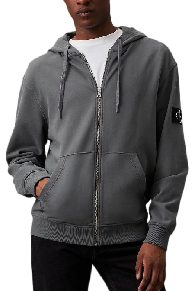 CALVIN KLEIN JEANS BADGE ZIP THROUGH HOODIE ΖΑΚΕΤΑ ΑΝΔΡΙΚΗ ENDLESS GREY