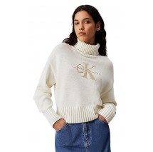 CALVIN KLEIN JEANS CHENILLE MONOLOGO SWEATER ΜΠΛΟΥΖΑ ΓΥΝΑΙΚΕΙΑ IVORY