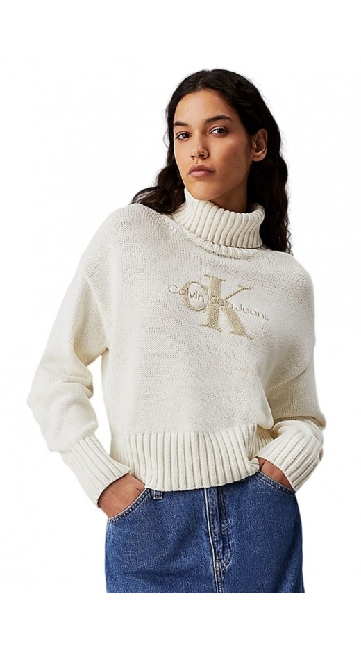 CALVIN KLEIN JEANS CHENILLE MONOLOGO SWEATER ΜΠΛΟΥΖΑ ΓΥΝΑΙΚΕΙΑ IVORY