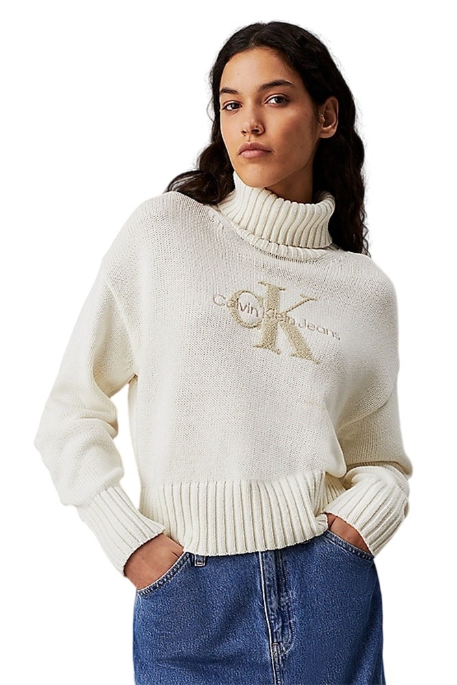 CALVIN KLEIN JEANS CHENILLE MONOLOGO SWEATER ΜΠΛΟΥΖΑ ΓΥΝΑΙΚΕΙΑ IVORY