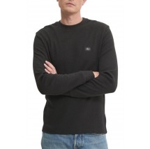 CALVIN KLEIN JEANS WOVEN LABEL WAFFLE LS TEE ΜΠΛΟΥΖΑ ΝΑΔΡΙΚΗ BLACK