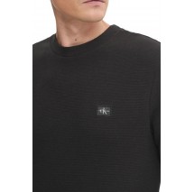 CALVIN KLEIN JEANS WOVEN LABEL WAFFLE LS TEE ΜΠΛΟΥΖΑ ΝΑΔΡΙΚΗ BLACK