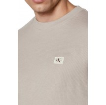 CALVIN KLEIN JEANS WOVEN LABEL WAFFLE LS TEE ΜΠΛΟΥΖΑ ΝΑΔΡΙΚΗ BEIGE