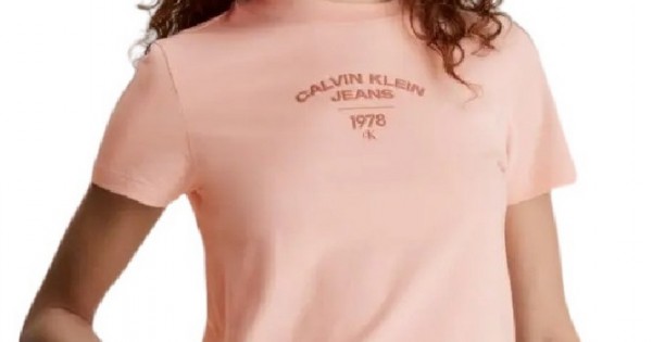 CALVIN KLEIN JEANS ΓΥΝΑΙΚΕΙΟ TEE PINK T-SHIRT VARSITY LOGO BABY