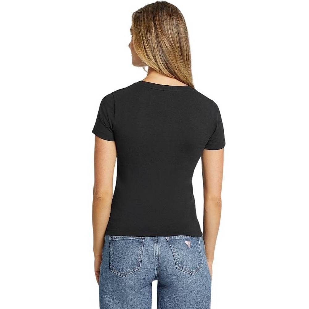 GUESS JEANS SLIM MINI AT-SHIRT ΜΠΛΟΥΖΑ ΓΥΝΑΙΚΕΙΑ BLACK