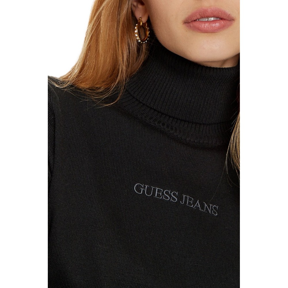 GUESS JEANS EMB ΜΠΛΟΥΖΑ ΠΛΕΚΤΗ ΓΥΝΑΙΚΕΙΑ BLACK