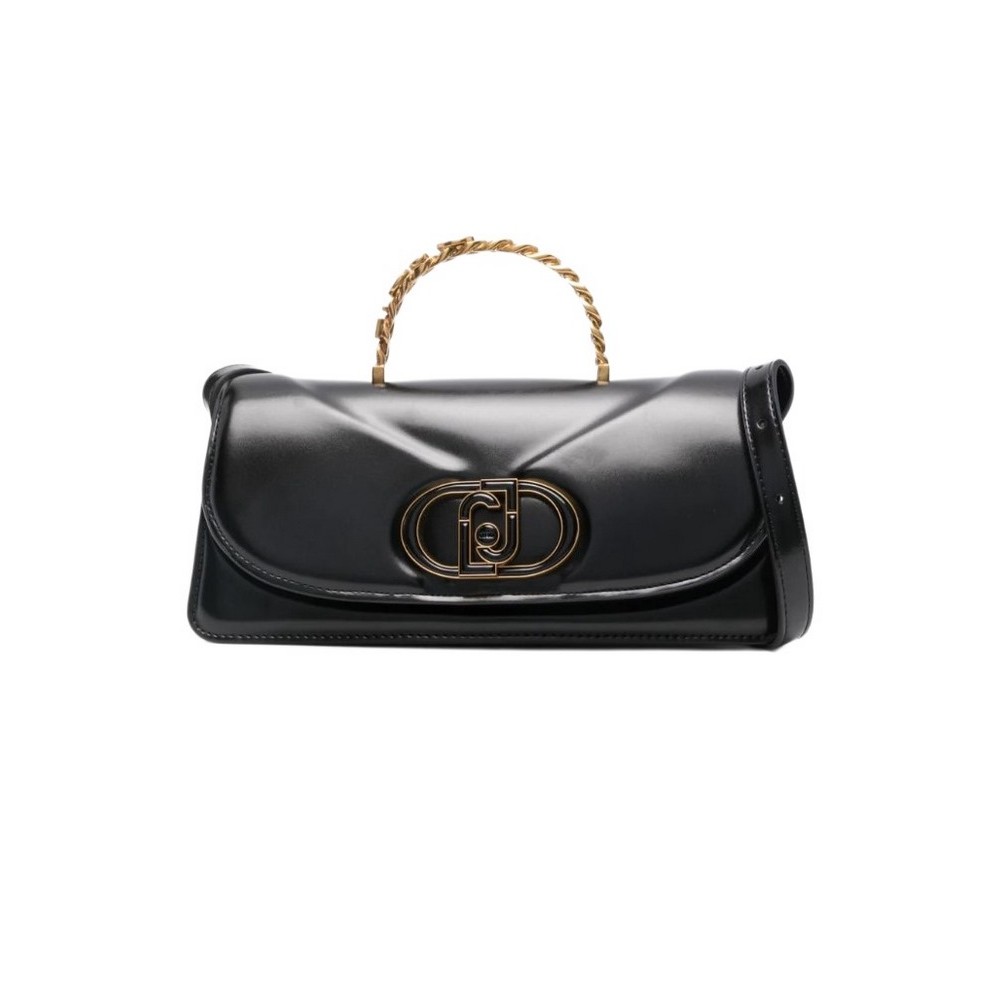 LIU JO LOGO PLAQUE SHOULDER BAG BAGUETTE AF4218E0050 ΤΣΑΝΤΑ ΓΥΝΑΙΚΕΙΑ BLACK