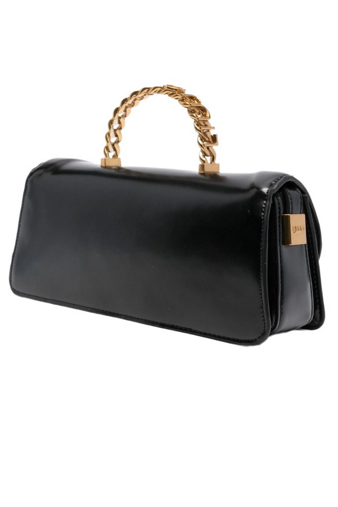 LIU JO LOGO PLAQUE SHOULDER BAG BAGUETTE AF4218E0050 ΤΣΑΝΤΑ ΓΥΝΑΙΚΕΙΑ BLACK