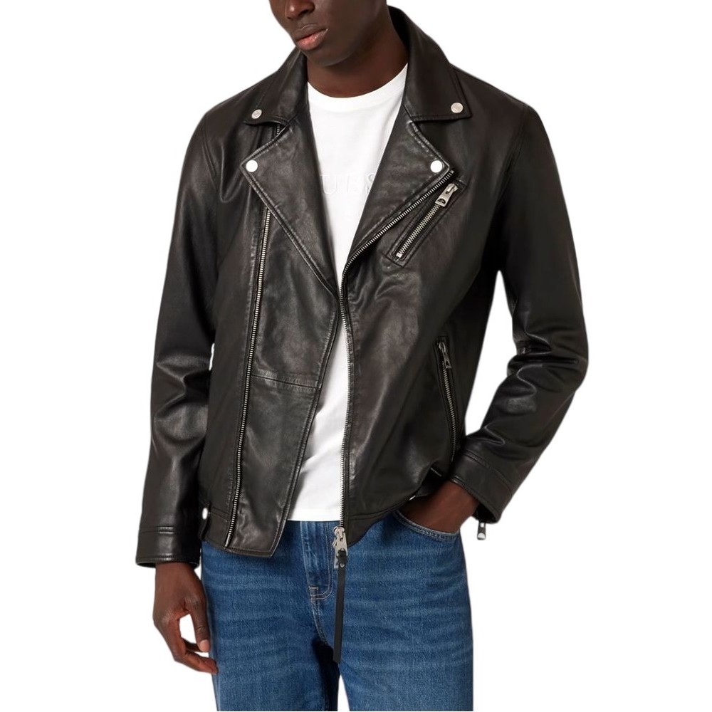 GUESS LEATHER JACKET ΜΠΟΥΦΑΝ ΑΝΔΡΙΚΟ BLACK