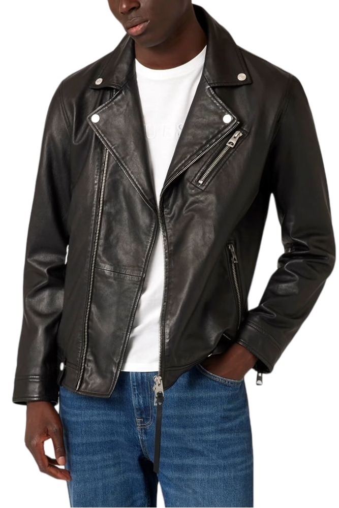 GUESS LEATHER JACKET ΜΠΟΥΦΑΝ ΑΝΔΡΙΚΟ BLACK