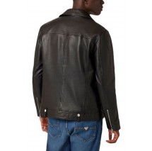 GUESS LEATHER JACKET ΜΠΟΥΦΑΝ ΑΝΔΡΙΚΟ BLACK