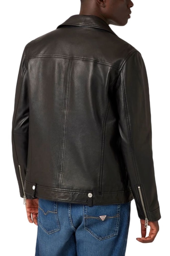 GUESS LEATHER JACKET ΜΠΟΥΦΑΝ ΑΝΔΡΙΚΟ BLACK