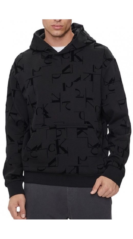 CALVIN KLEIN JEANS CK AOP HOODIE ΦΟΥΤΕΡ ΑΝΔΡΙΚΟ BLACK