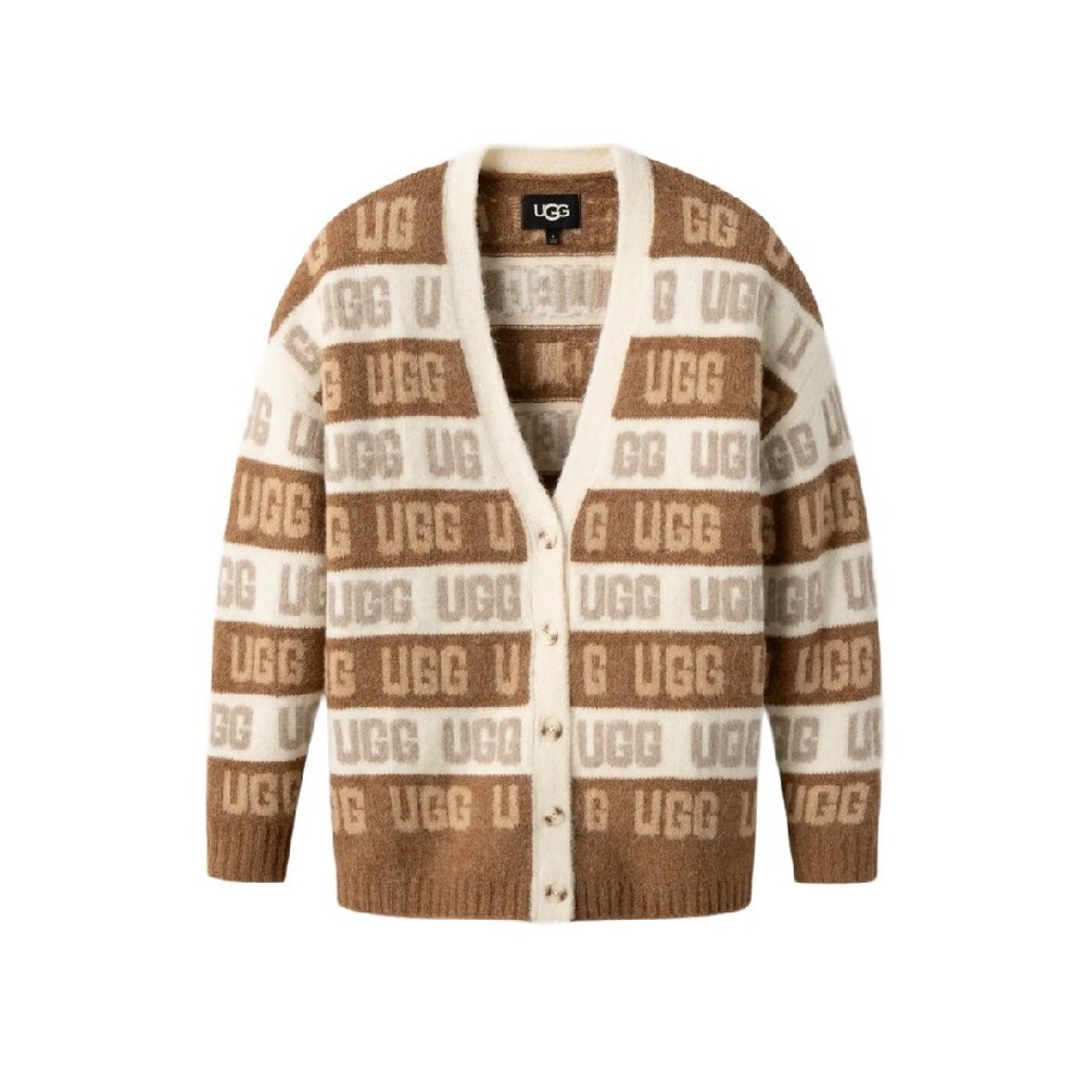 UGG GRAPHIC LOGO CARDIGAN BROWN