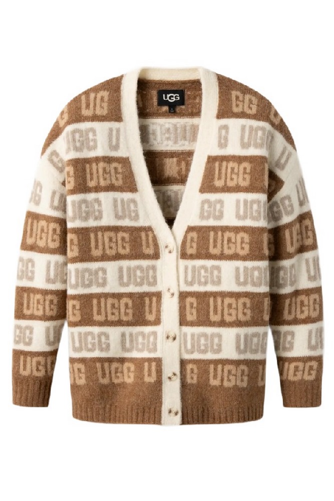 UGG GRAPHIC LOGO CARDIGAN BROWN