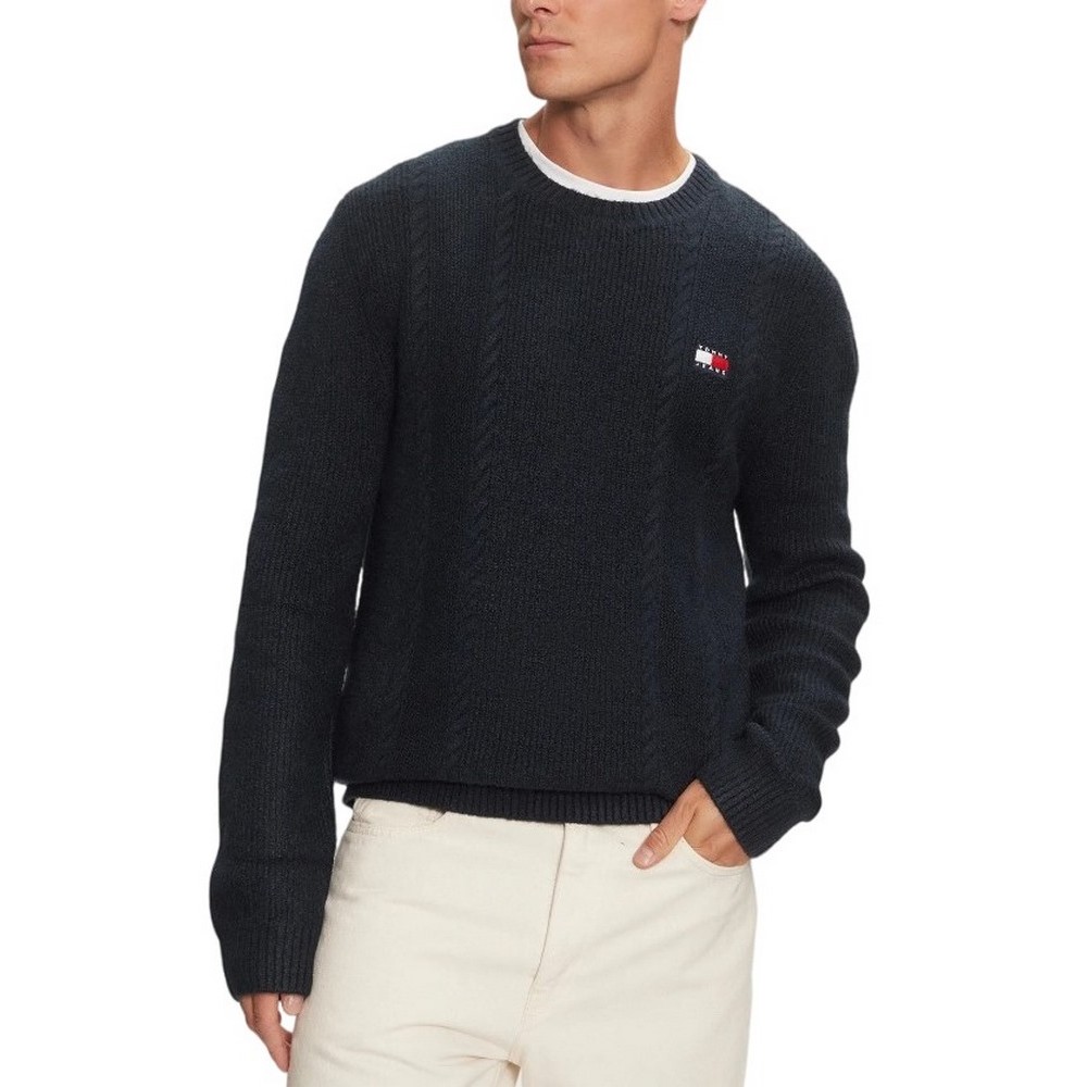 TOMMY JEANS SLIM CABLE KNIT CNECK ΜΠΛΟΥΖΑ ΠΛΕΚΤΗ ΑΝΔΡΙΚΗ NAVY