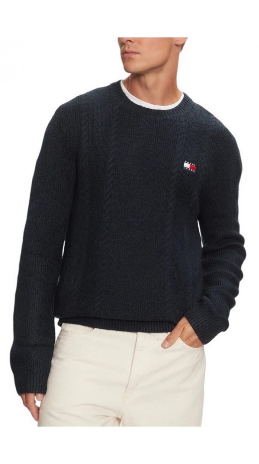 TOMMY JEANS SLIM CABLE KNIT CNECK ΜΠΛΟΥΖΑ ΠΛΕΚΤΗ ΑΝΔΡΙΚΗ NAVY