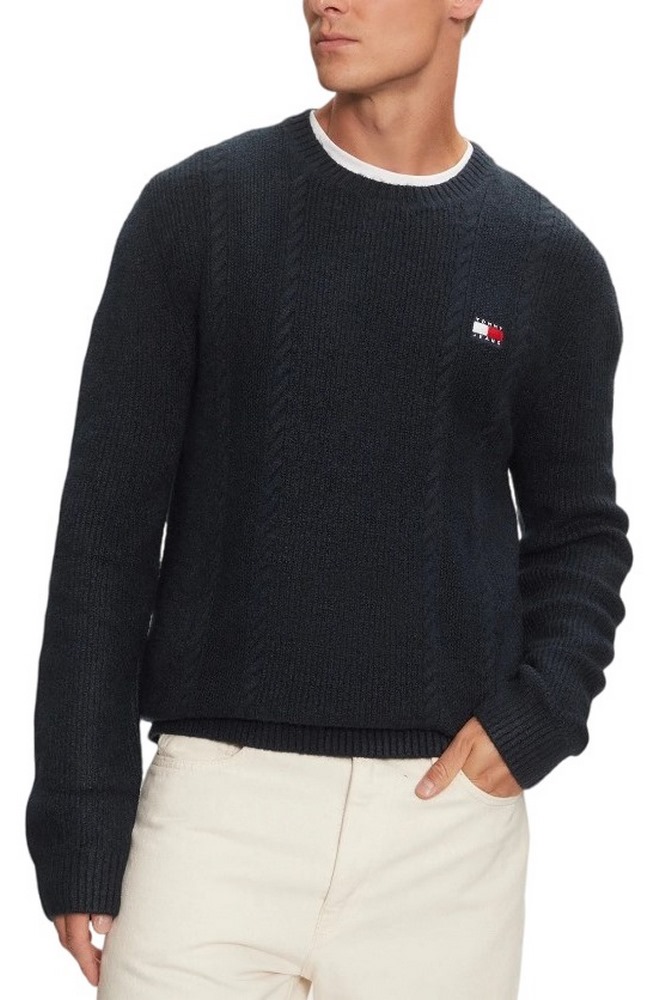 TOMMY JEANS SLIM CABLE KNIT CNECK ΜΠΛΟΥΖΑ ΠΛΕΚΤΗ ΑΝΔΡΙΚΗ NAVY