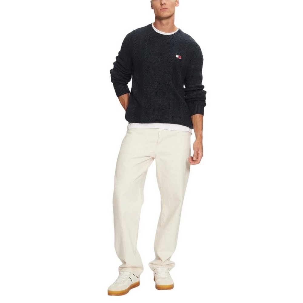 TOMMY JEANS SLIM CABLE KNIT CNECK ΜΠΛΟΥΖΑ ΠΛΕΚΤΗ ΑΝΔΡΙΚΗ NAVY