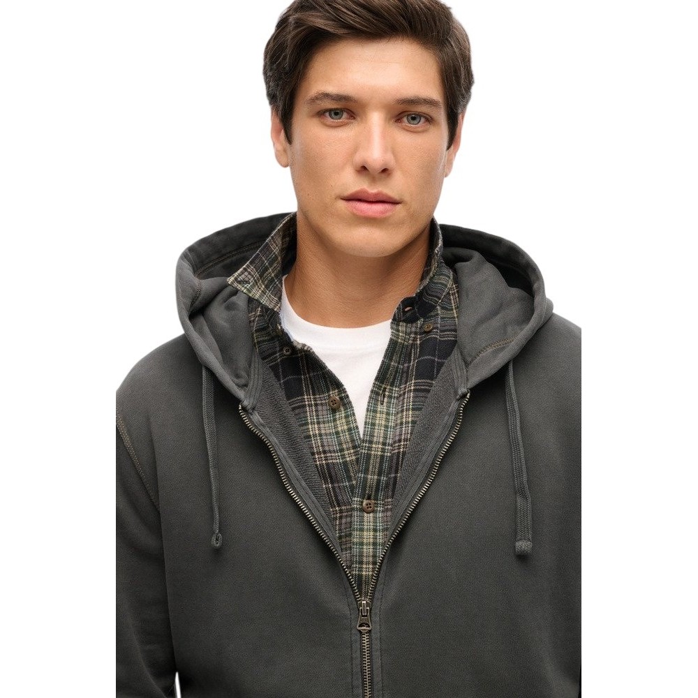 SUPERDRY D2 OVIN CONTRAST STITCH RELAX ZIP HOOD ΖΑΚΕΤΑ ΦΟΥΤΕΡ ΑΝΔΡΙΚΗ WASHED BLACK