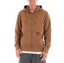 D2 OVIN CONTRAST STITCH RELAX ZIP HOOD ΦΟΥΤΕΡ ΑΝΔΡΙΚΟ BROWN