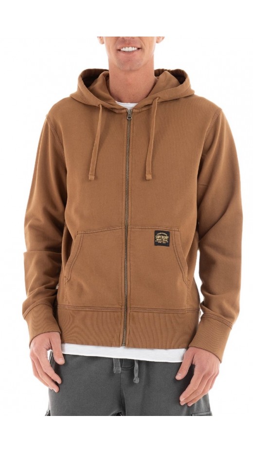 SUPERDRY CONTRAST STITCH ZIP HOOD ΖΑΚΕΤΑ ΦΟΥΤΕΡ ΑΝΔΡΙΚΗ BROWN