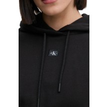 CALVIN KLEIN JEANS WOVEN LABEL HOODIE ΦΟΥΤΕΡ ΜΠΛΟΥΖΑ ΓΥΝΑΙΚΕΙΑ BLACK