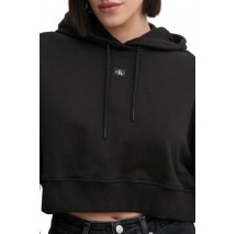 CALVIN KLEIN JEANS WOVEN LABEL HOODIE ΦΟΥΤΕΡ ΜΠΛΟΥΖΑ ΓΥΝΑΙΚΕΙΑ BLACK