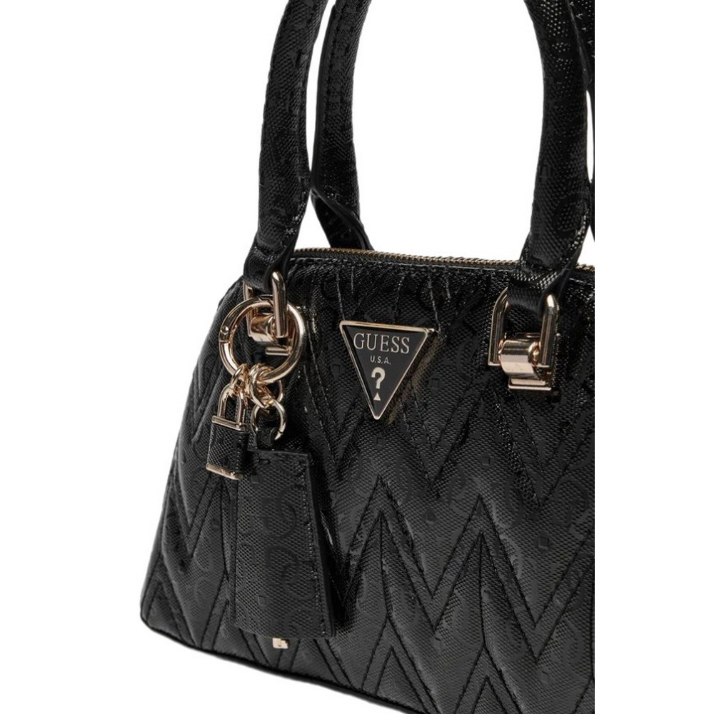 GUESS ADELARD DOME SATCHEL ΤΣΑΝΤΑ ΓΥΝΑΙΚΕΙΑ BLACK