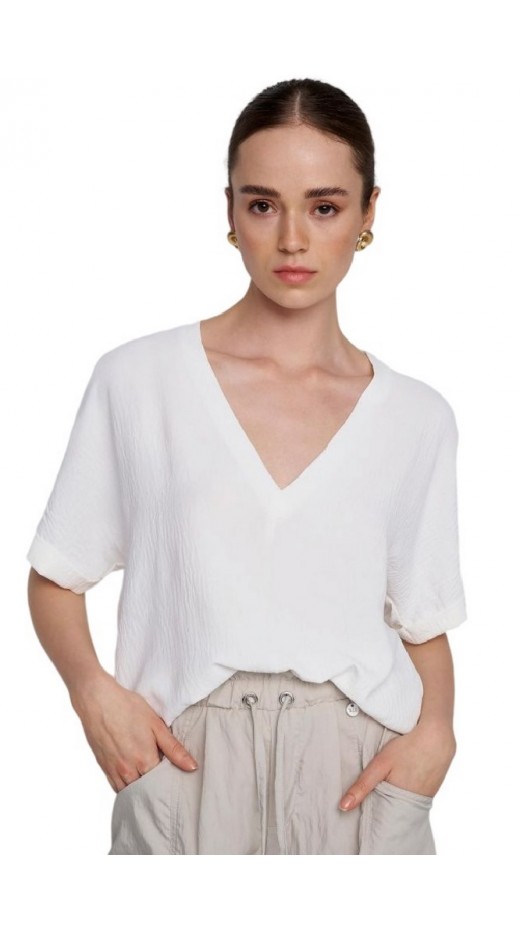 ALE ΜΠΛΟΥΖΑ ΜΕ V-NECK ΓΥΝΑΙΚΕΙΑ WHITE