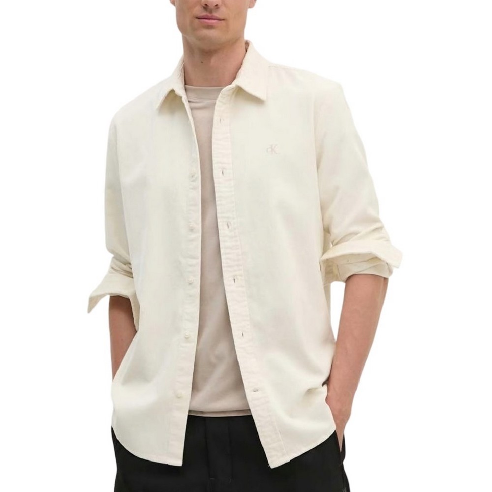 CALVIN KLEIN JEANS CORDUROY REGULAR FIT SHIRT ΠΟΥΚΑΜΙΣΟ ΑΝΔΡΙΚΟ IVORY