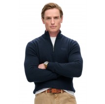 SUPERDRY D2 OVIN ESSENTIAL EMB KNIT HALF ZIP ΜΠΛΟΥΖΑ ΠΛΕΚΤΗ ΑΝΔΡΙΚΗ NAVY