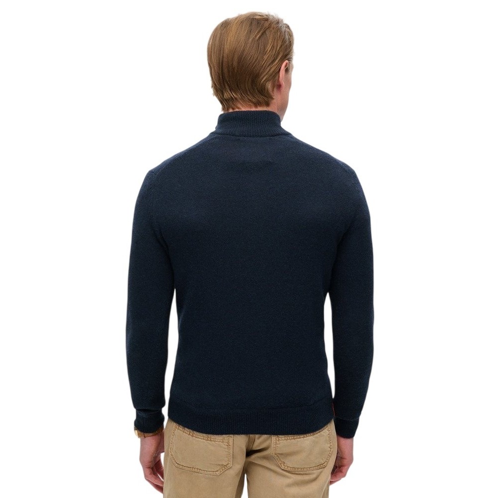 SUPERDRY D2 OVIN ESSENTIAL EMB KNIT HALF ZIP ΜΠΛΟΥΖΑ ΠΛΕΚΤΗ ΑΝΔΡΙΚΗ NAVY