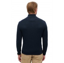 SUPERDRY D2 OVIN ESSENTIAL EMB KNIT HALF ZIP ΜΠΛΟΥΖΑ ΠΛΕΚΤΗ ΑΝΔΡΙΚΗ NAVY