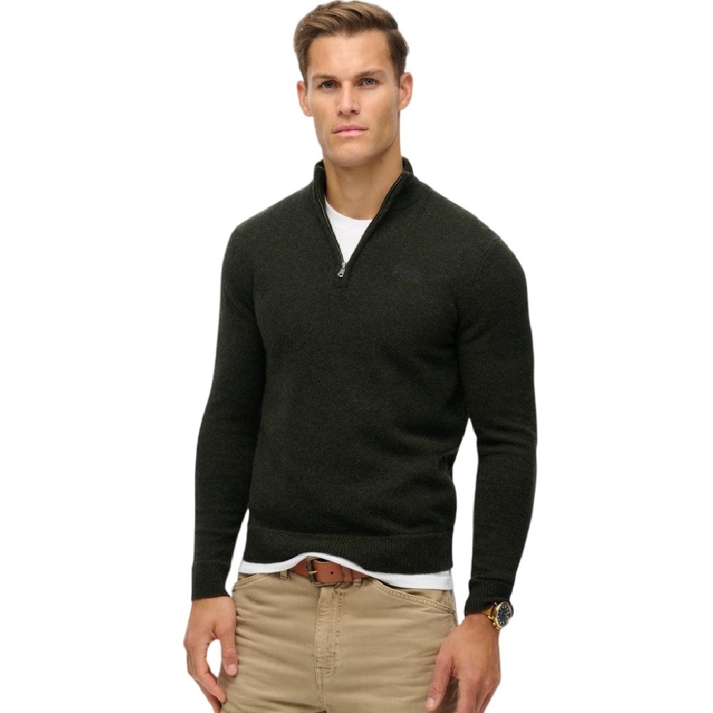 SUPERDRY D2 OVIN ESSENTIAL EMB KNIT HALF ZIP ΜΠΛΟΥΖΑ ΠΛΕΚΤΗ ΑΝΔΡΙΚΗ GREY