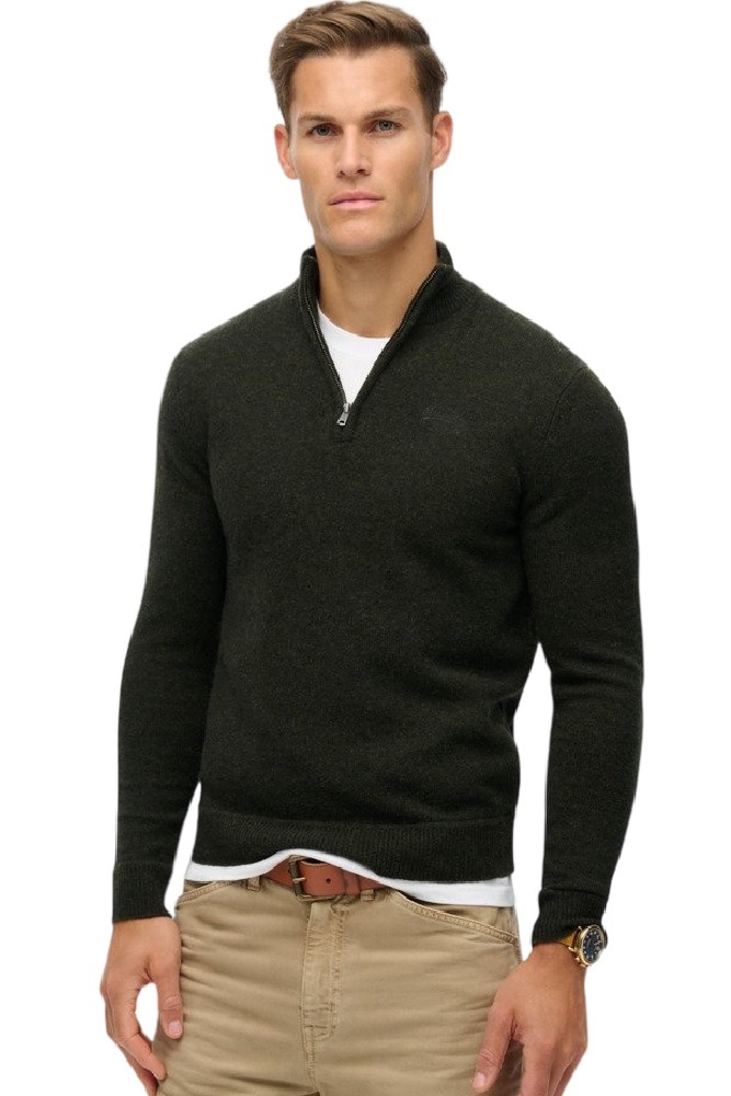 SUPERDRY D2 OVIN ESSENTIAL EMB KNIT HALF ZIP ΜΠΛΟΥΖΑ ΠΛΕΚΤΗ ΑΝΔΡΙΚΗ GREY