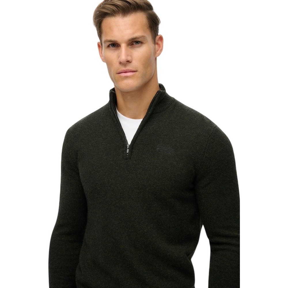 SUPERDRY D2 OVIN ESSENTIAL EMB KNIT HALF ZIP ΜΠΛΟΥΖΑ ΠΛΕΚΤΗ ΑΝΔΡΙΚΗ GREY