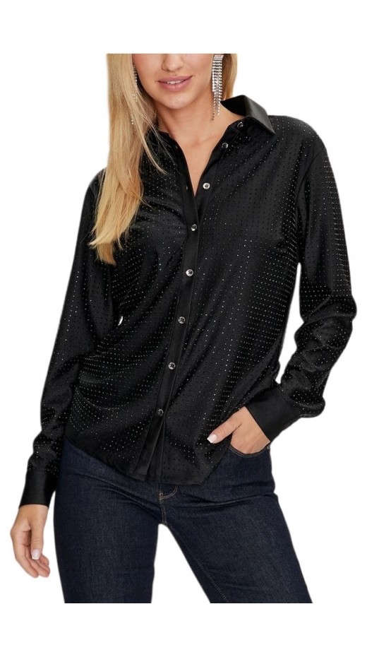 GUESS LS ELIANA SHINY SHIRT ΠΟΥΚΑΜΙΣΟ ΓΥΝΑΙΚΕΙΟ BLACK