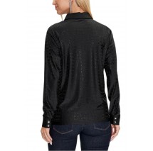 GUESS LS ELIANA SHINY SHIRT ΠΟΥΚΑΜΙΣΟ ΓΥΝΑΙΚΕΙΟ BLACK