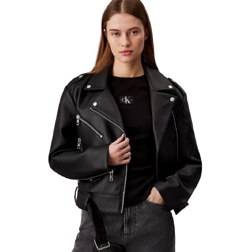 CALVIN KLEIN JEANS CLASSIC FAUX LEATHER BIKER ΜΠΟΥΦΑΝ ΓΥΝΑΙΚΕΙΟ BLACK