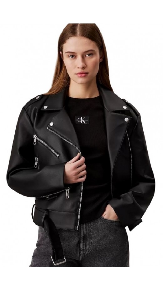 CALVIN KLEIN JEANS CLASSIC FAUX LEATHER BIKER ΜΠΟΥΦΑΝ ΓΥΝΑΙΚΕΙΟ BLACK