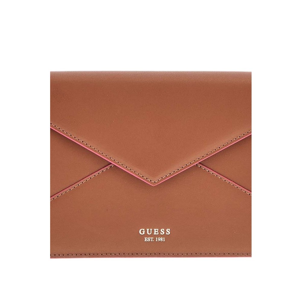 GUESS LARGE ENVELOPE ΤΣΑΝΤΑ ΓΥΝΑΙΚΕΙΑ COGNAC