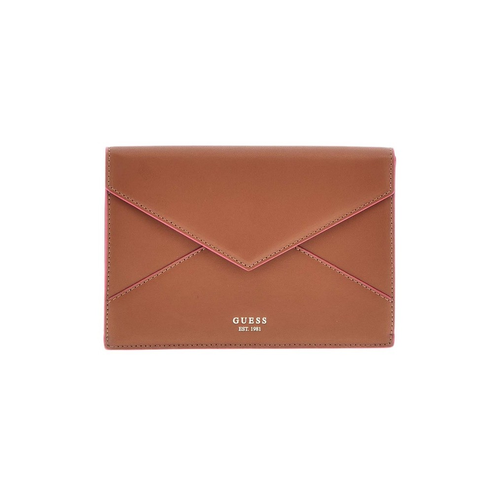 GUESS LARGE ENVELOPE ΤΣΑΝΤΑ ΓΥΝΑΙΚΕΙΑ COGNAC