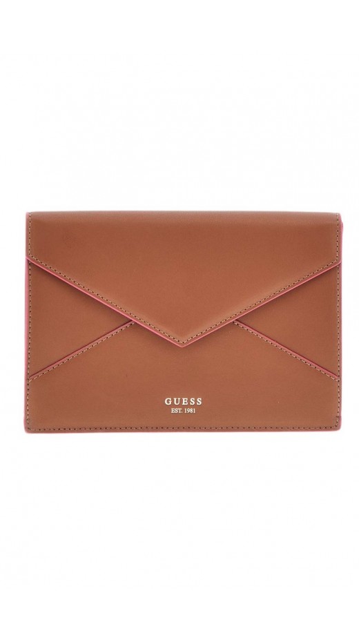 GUESS LARGE ENVELOPE ΤΣΑΝΤΑ ΓΥΝΑΙΚΕΙΑ COGNAC